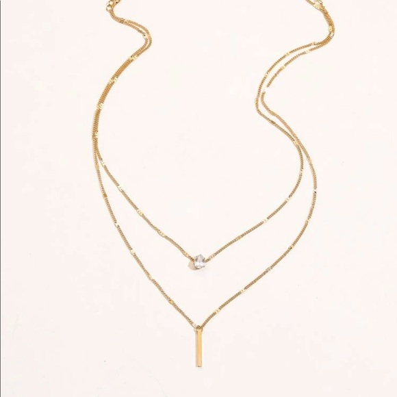 🆕 Rhinestone & Bar Layered Pendant Necklace - Picture 3 of 4